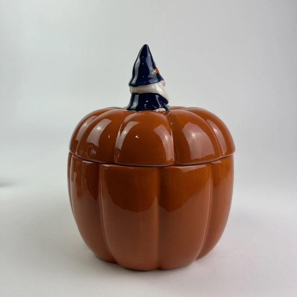 Sheffield Home Halloween Wizard Vintage Retro Large Pumpkin Cookie Biscuit Jar